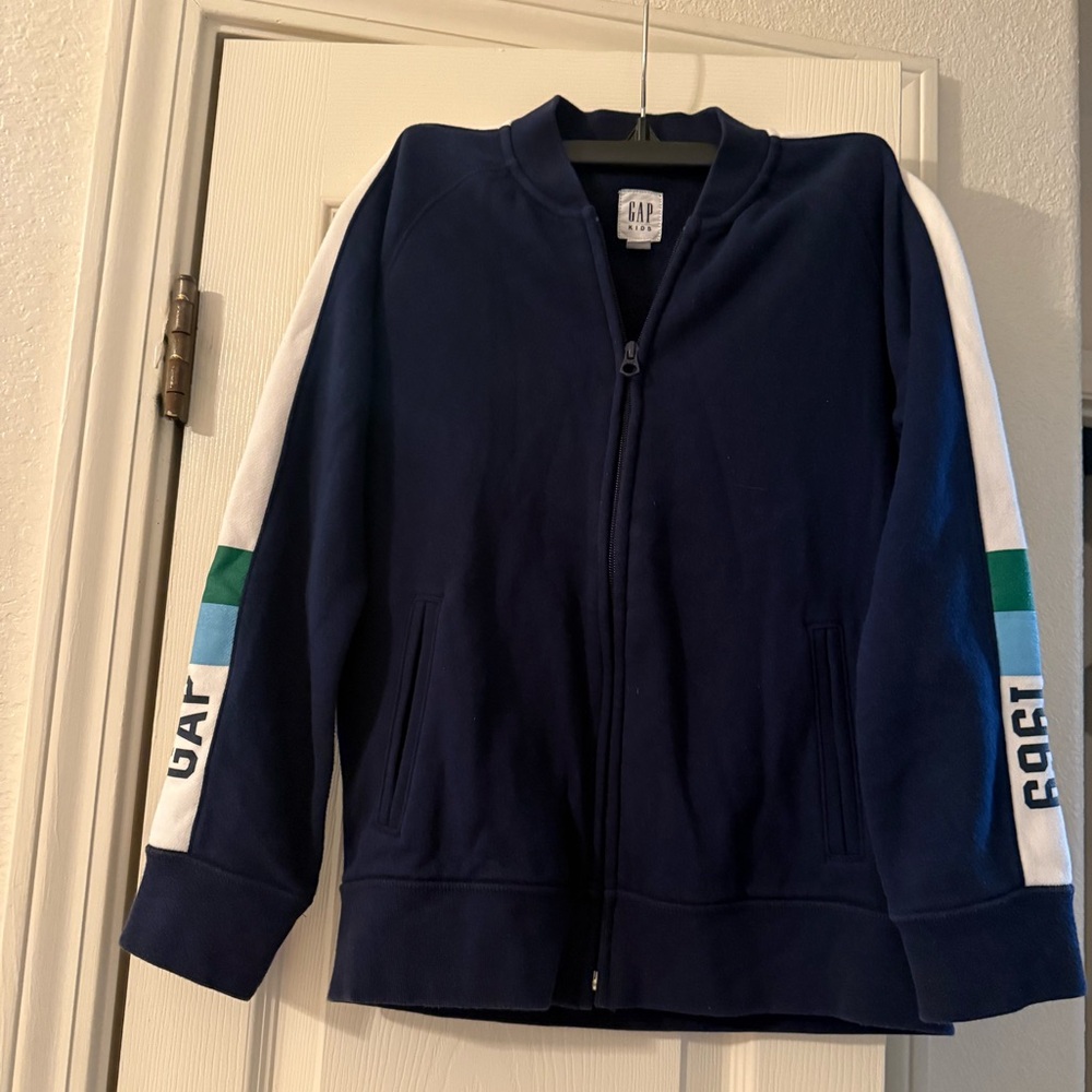 GAP Kids Dark Blue Jacket with White and Green Stripes